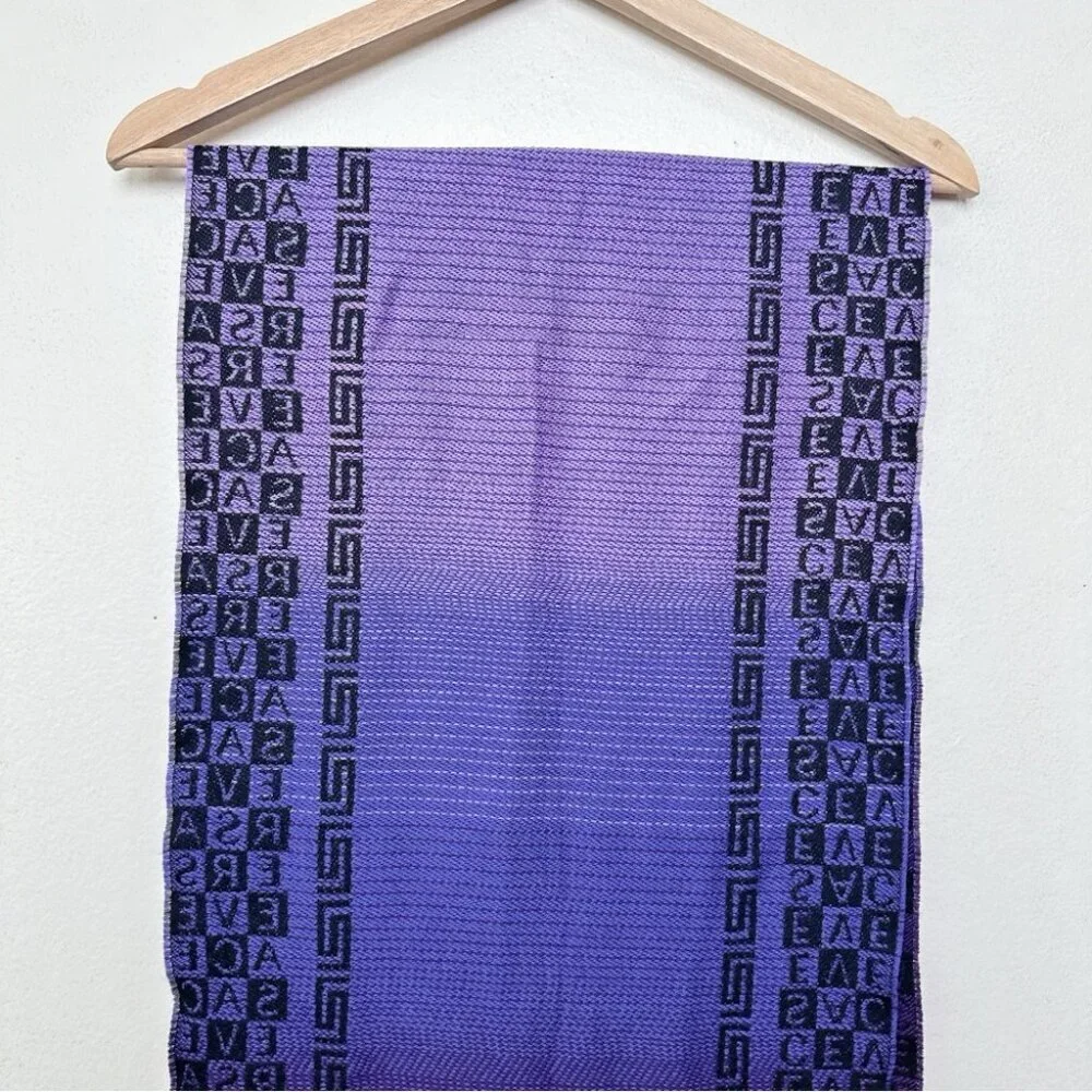 Versace Unisex Purple Ombre Geometric One Size Woven Scarf - Picture 4 of 15